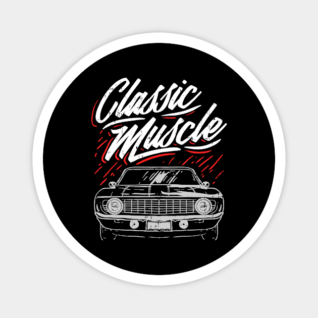 Vintage Cars Classic Muscle Car Motif Magnet by Shirtjaeger